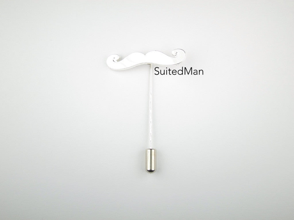 Lapel Pin, Mustache, Silver - SuitedMan