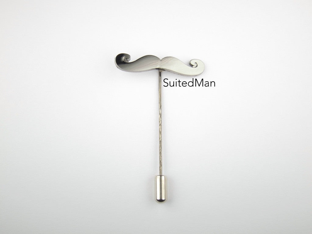 Lapel Pin, Mustache, Slate - SuitedMan