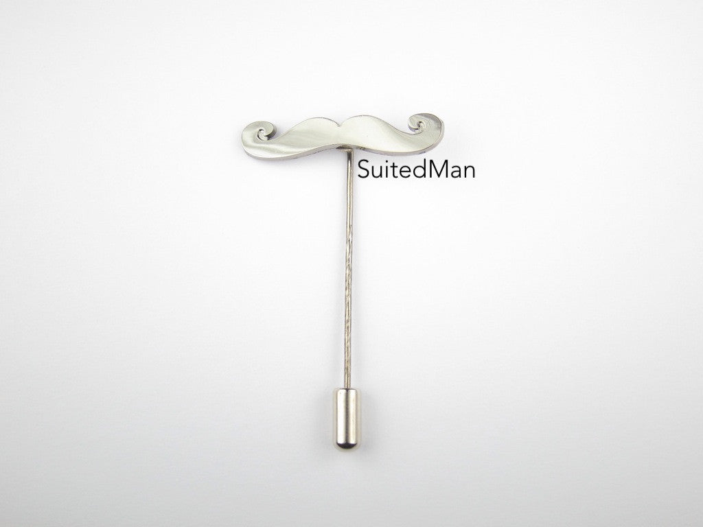 Lapel Pin, Mustache, Slate - SuitedMan