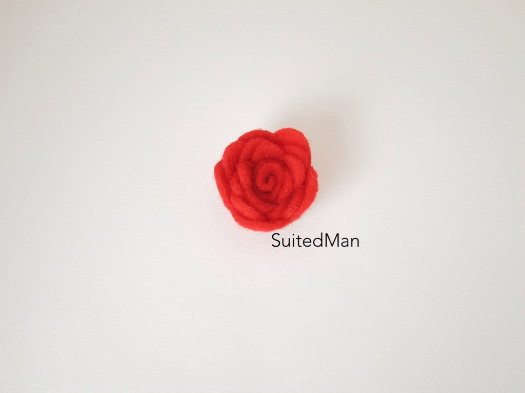 Lapel Flower, Felt, Rosebud, Red (Limited) - SuitedMan