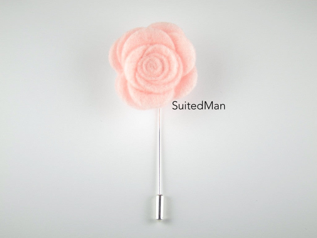 Pin Lapel Flower, Felt, Rose, Light Pink - SuitedMan