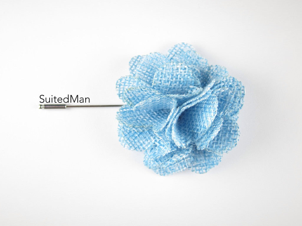 Pin Lapel Flower, Burlap, Sky - SuitedMan