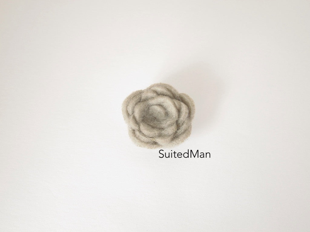 Lapel Flower, Felt, Rosebud, Grey - SuitedMan