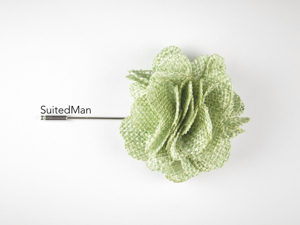 Pin Lapel Flower, Burlap, Mint - SuitedMan