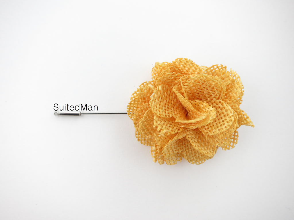 Pin Lapel Flower, Burlap, Autumn - SuitedMan