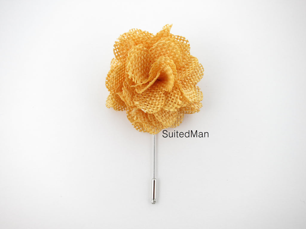 Pin Lapel Flower, Burlap, Autumn - SuitedMan