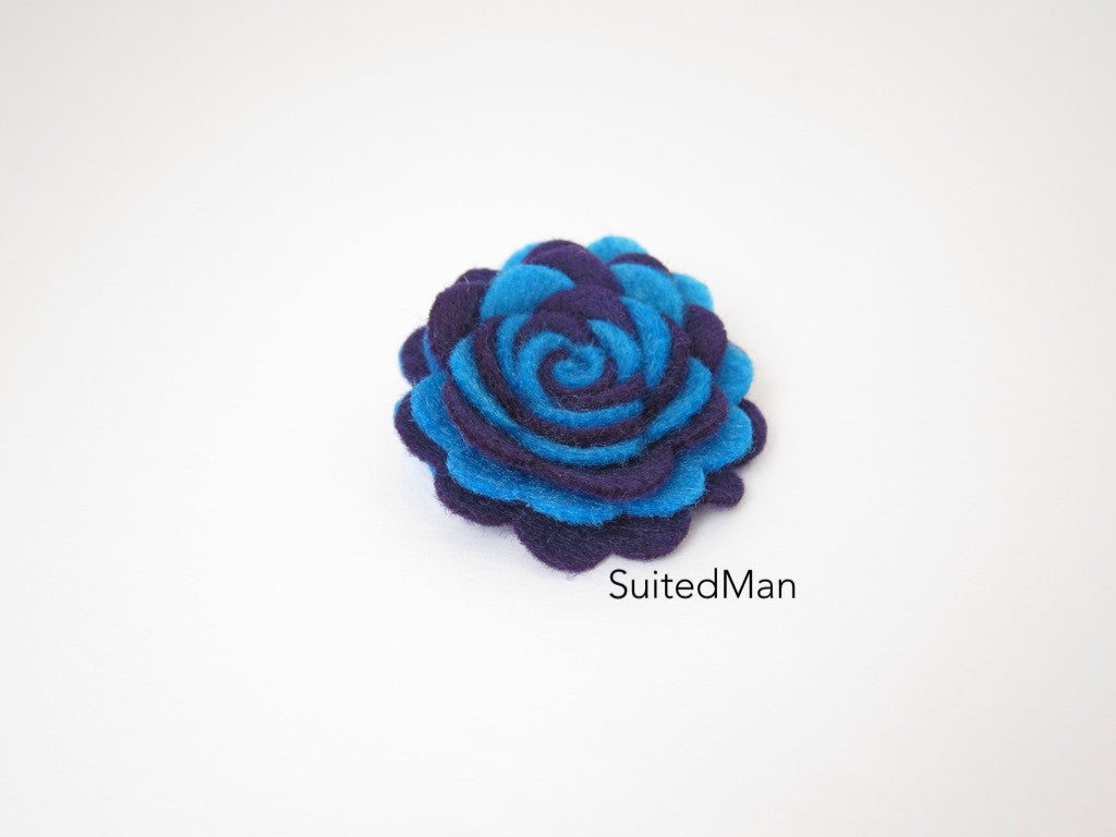 Lapel Flower, Felt, Two Tone, Blue/Deep Purple Colorway - SuitedMan