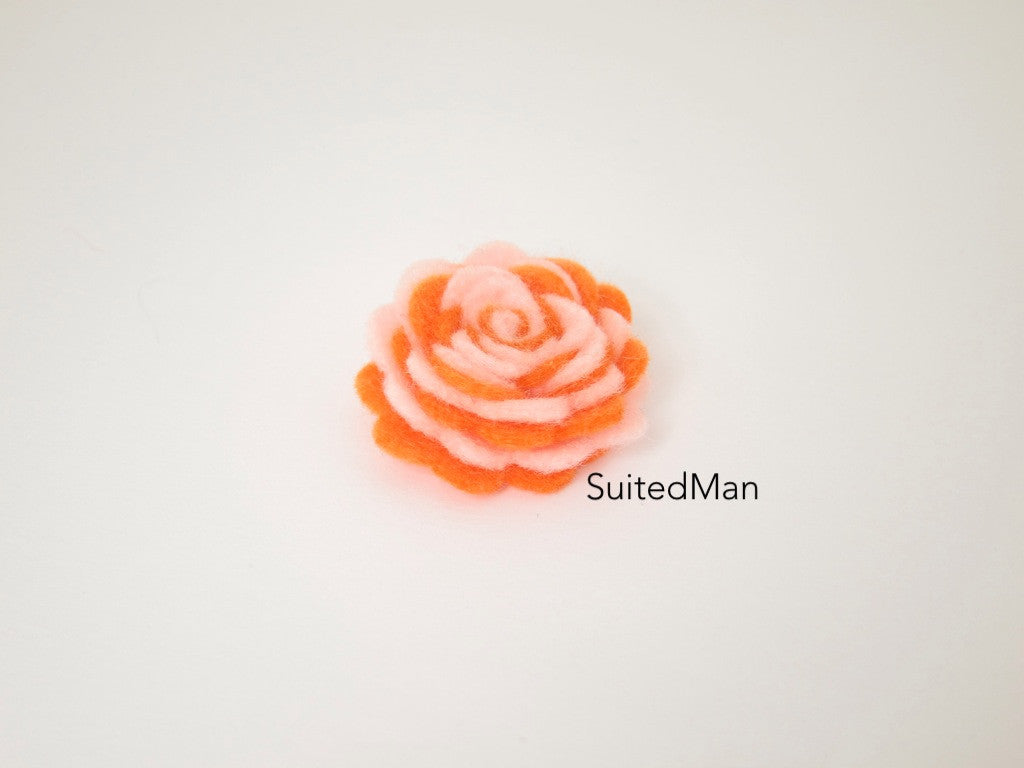 Lapel Flower, Felt, Two Tone, Light Pink/Tangerine - SuitedMan