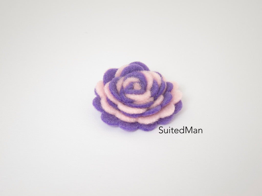 Lapel Flower, Felt, Two Tone, Light Pink/Lavender Colorway - SuitedMan