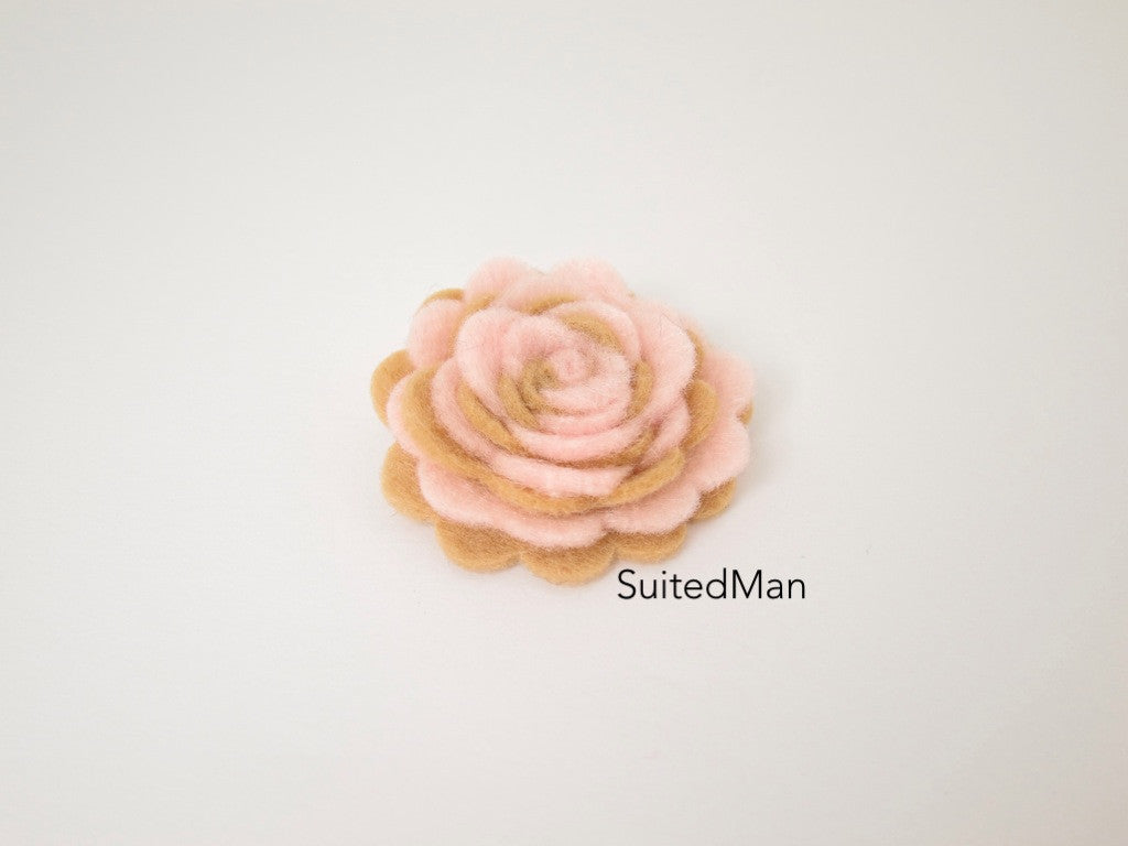 Lapel Flower, Felt, Two Tone, Light Pink/Mocha Colorway - SuitedMan