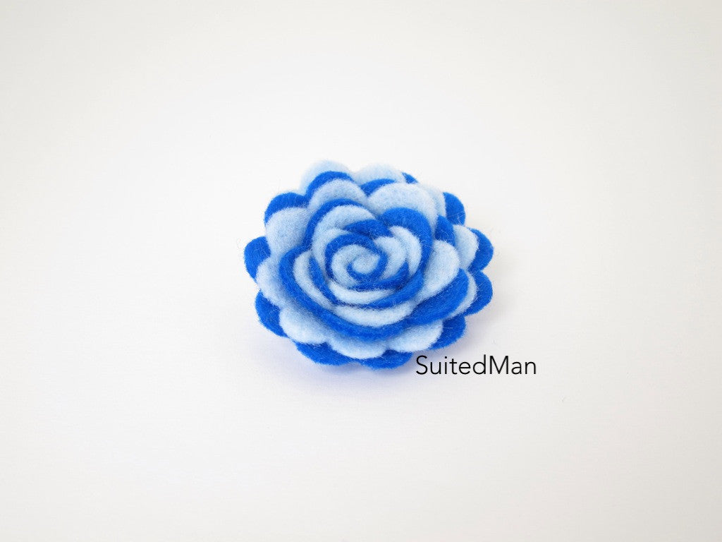 Lapel Flower, Felt, Two Tone, Baby Blue/Royal Blue Colorway - SuitedMan