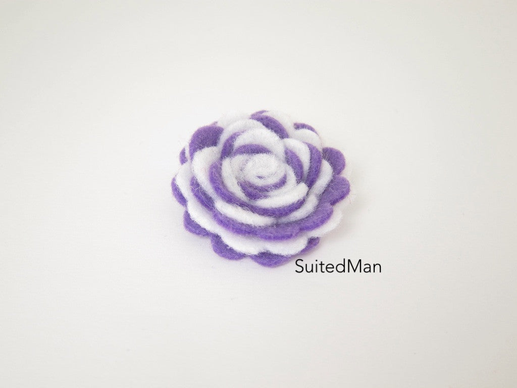 Lapel Flower, Felt, Two Tone, White/Lavender Colorway - SuitedMan