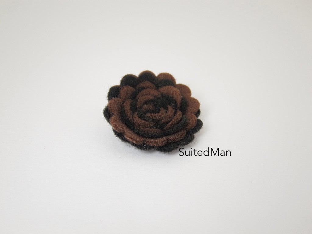 Lapel Flower, Felt, Two Tone, Brown/Black Colorway - SuitedMan