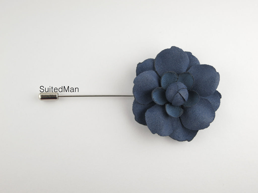 Lapel Flower, Rose en Bloom, Indigo Blue - SuitedMan